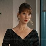 Shae’s black pinstripe wrap dress on Matlock