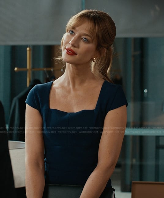 Shae's navy square neck dress on Matlock