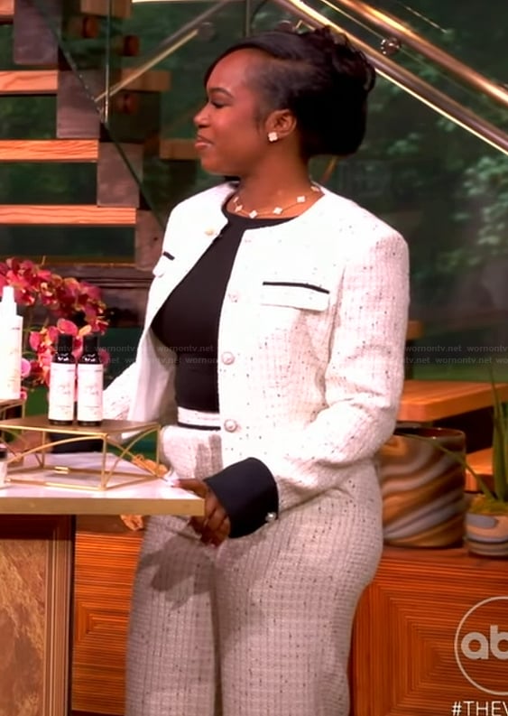Shaina Rainford's tweed jacket and pants on The View