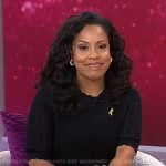 Sheinelle’s black pointelle top and striped skirt on Today