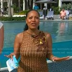 Sheinelle’s brown floral crochet knit dress on Today