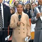 Sheinelle’s beige shawl collar double breasted coat on Today