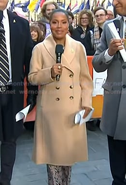 Sheinelle's beige shawl collar double breasted coat on Today