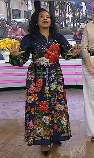 Sheinelle's floral and animal print shirtdress on Today
