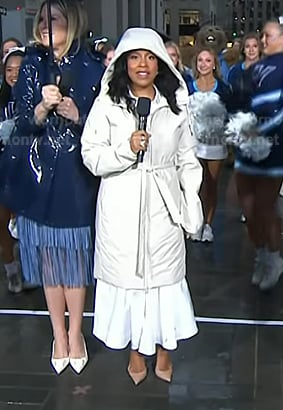 Sheinelle’s ivory hooded puffer coat on Today