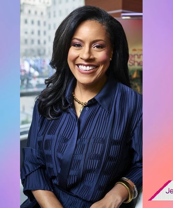 Sheinelle’s navy grid check blouse from Philadelphia Magazine on Today