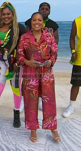 Sheinelle's red leaf print shirt and pants on Today