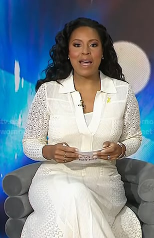 Sheinelle’s white pointelle midi dress on Today