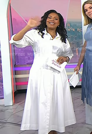 Sheinelle's white poplin midi dress on Today