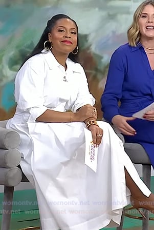 Sheinelle’s white poplin midi dress on Today