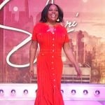 Sherri’s orange button down dress on Sherri