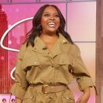 Sherri’s khaki utility jumpsuit on Sherri