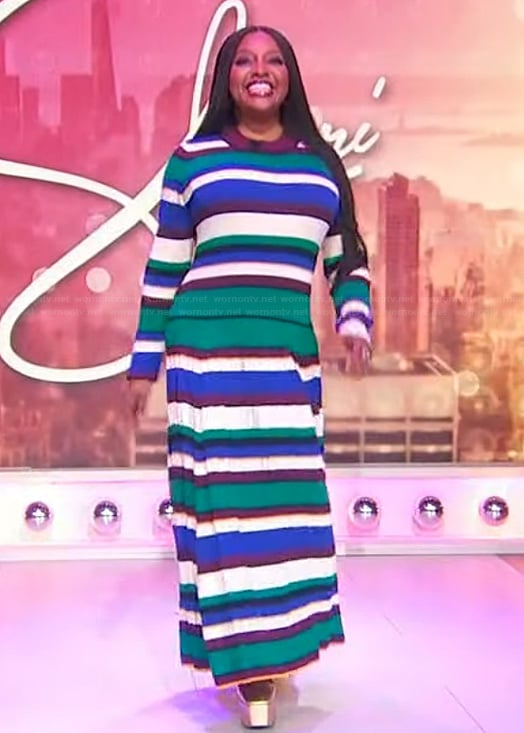 Sherri's striped knit maxi dress on Sherri