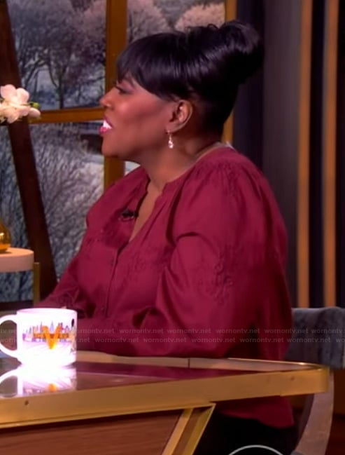 Sheryl’s red embroidered top on The View