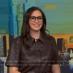Savannah’s dark brown short sleeve leather dress on NBC News Daily