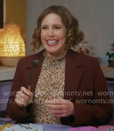 Sibby’s floral mock-neck blouse on Scrubs