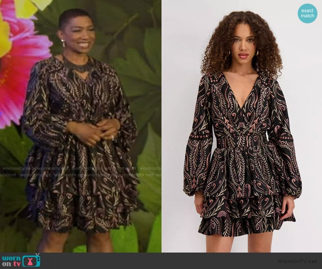 Siena V-Neck Embroidered Woven Dress worn by Deja Vu on Live with Kelly and Mark