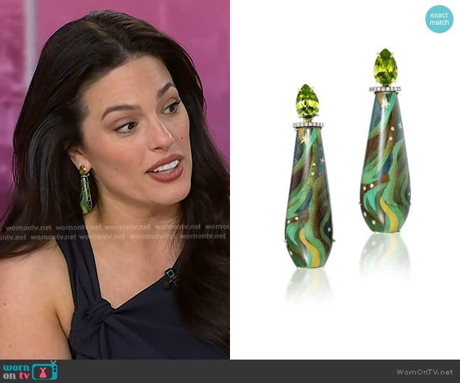 Silvia Furmanovich Elphaba's Sky Teardrop Marquetry Earrings worn by Ashley Graham on Today