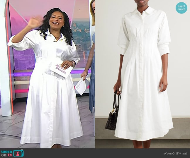 Simkhai Jazz Core Cotton Poplin Pintuck Midi-Dress worn by Sheinelle Jones on Today