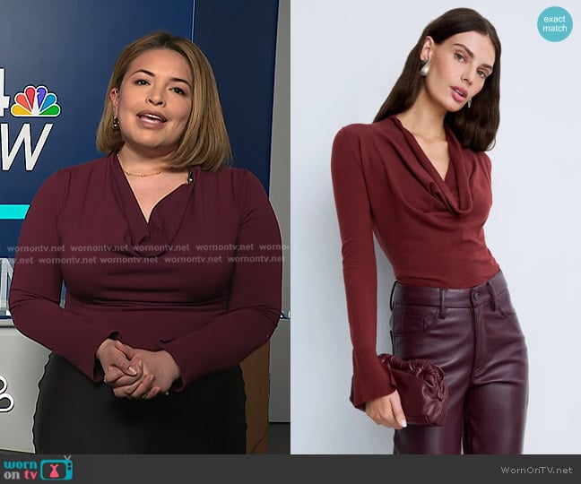Simkhai Natia Cowlneck Top worn by Gilma Avalos on NBC News Daily