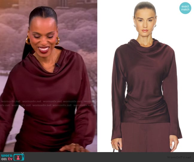 Kerry Washington’s burgundy drape top on The View