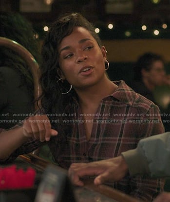 Simone’s purple plaid button down shirt on Greys Anatomy