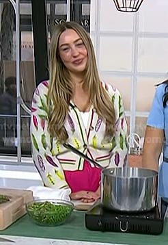 Skiler Bouchard’s white print cardigan on Today