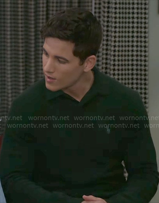 Smitty’s green polo sweater on Beyond the Gates