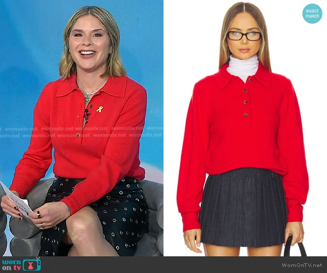 Sold Out NYC The Cashmere Polo in Cherry worn by Jenna Bush Hager on Today