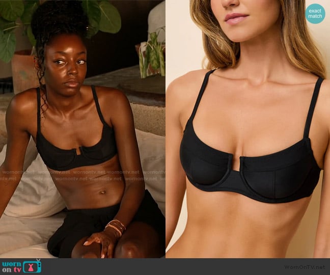 Solid and Striped Harley Bikini Top Noir worn by Venita Aspen on Southern Charm