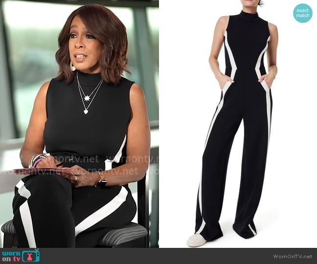 Spanx Airessentials Stripe Jumpsuit worn by Gayle King on CBS Mornings