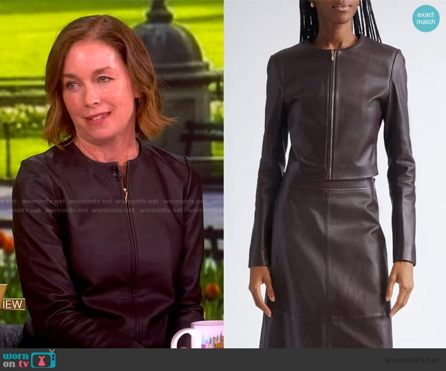 St. John Clarissa Napa Leather Crop Jacket worn by Julianne Nicholson on The View