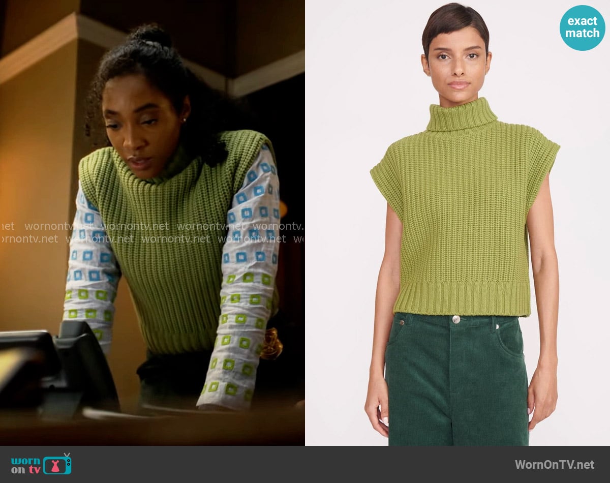 Staud Bette Cap Sleeve Merino Wool Sweater worn by Faith Mitchell (Iantha Richardson) on Will Trent