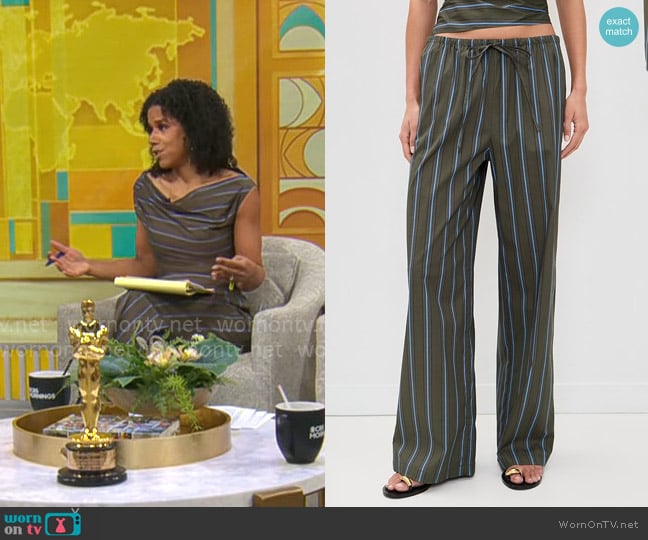 Adriana Diaz’s green striped pants on CBS Mornings