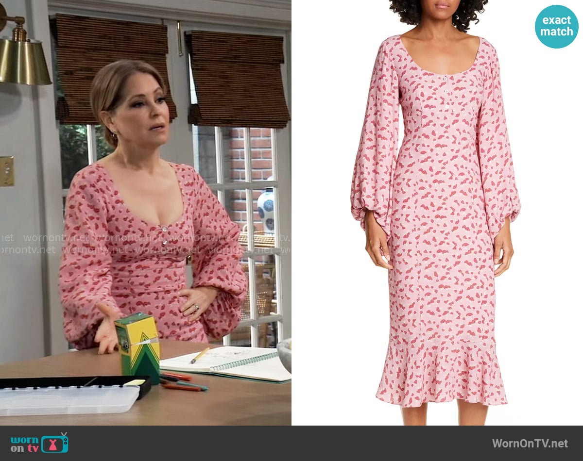 Staud Mushroom Print Balloon Sleeve Midi Dress worn by Olivia Falconeri (Lisa Lo Cicero) on General Hospital