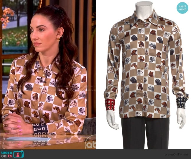 Staud Printed Long Sleeve Shirt worn by Whitney Cummings on The View