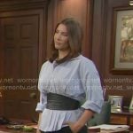 Steffy's blue peplum shirt on The Bold and the Beautiful