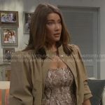 Steffy’s snake print midi dress and puff sleeve jacket on The Bold and the Beautiful