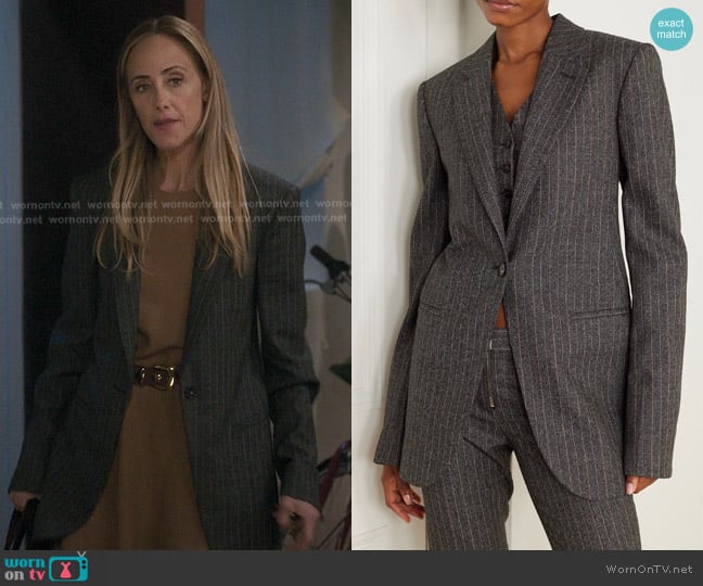 Stella McCartney Wool Pinstripe Blazer worn by Teddy Altman (Kim Raver) on Greys Anatomy