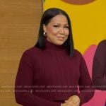 Stephanie’s burgundy sweater and mini skirt on Good Morning America