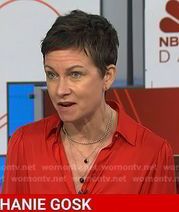 Stephanie Gosk’s red satin blouse on NBC News Daily