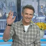 Stephen Moyer’s grey plaid button down shirt on Today