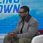Sterling K. Brown’s grey jacket with corduroy collar on Today