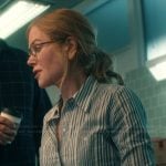 Kay’s blue striped shirt on Scarpetta