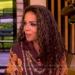 Sunny’s brown jewel print blouse on The View