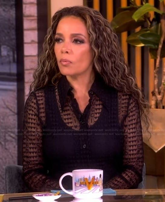 Sunny’s black sheer heart blouse on The View