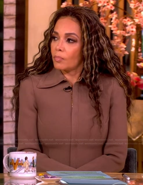 Sunny's brown puff sleeve jacket and skirt on The View