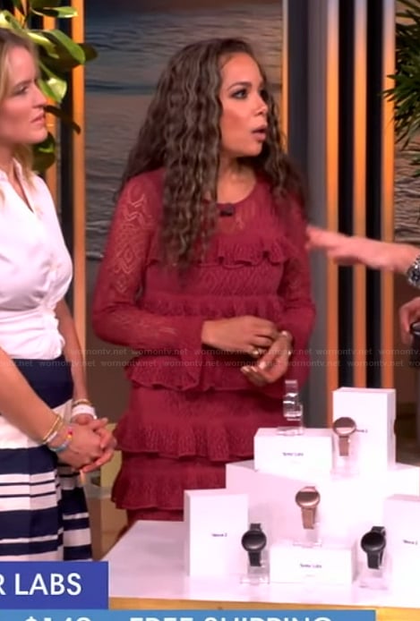 Sunny’s red lace ruffle dress on The View