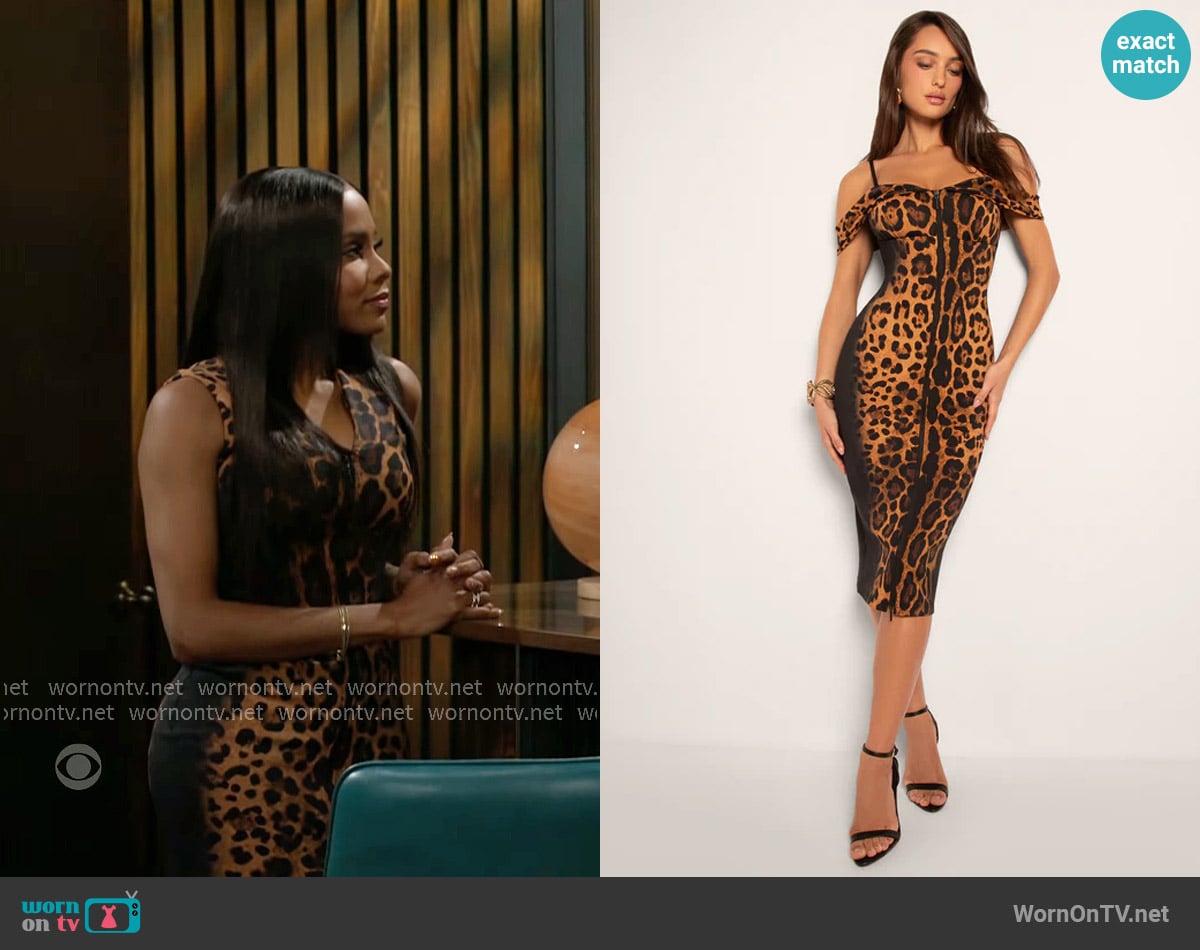 Hayley’s leopard print dress on Beyond the Gates