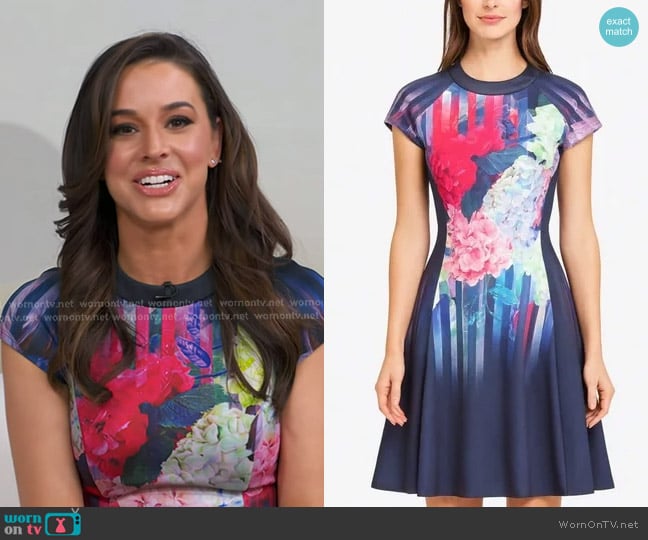 Tad Baker Sew In Love Haruka Floral Scuba Fit & Flare Dress worn by Hanna Battah on Good Morning America